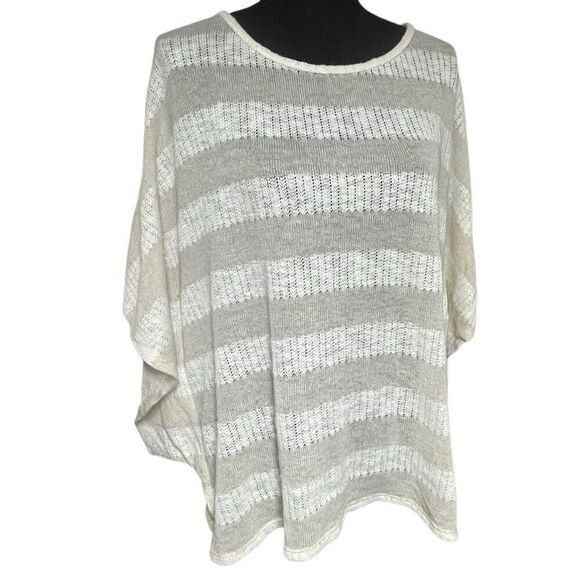 Coldwater Creek Tan and White Striped Batwing Top - Picture 1 of 5